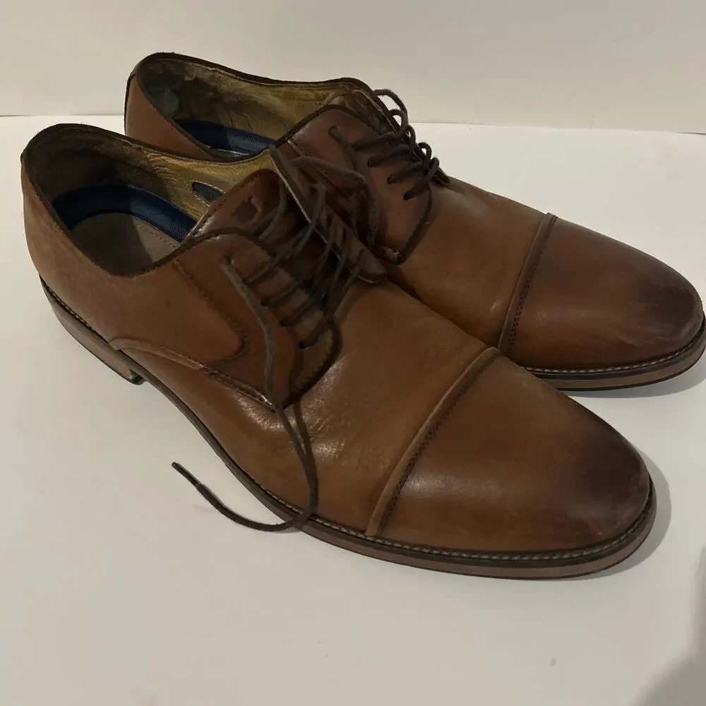Men's Brown Leather Cap-Toe Dress Shoes